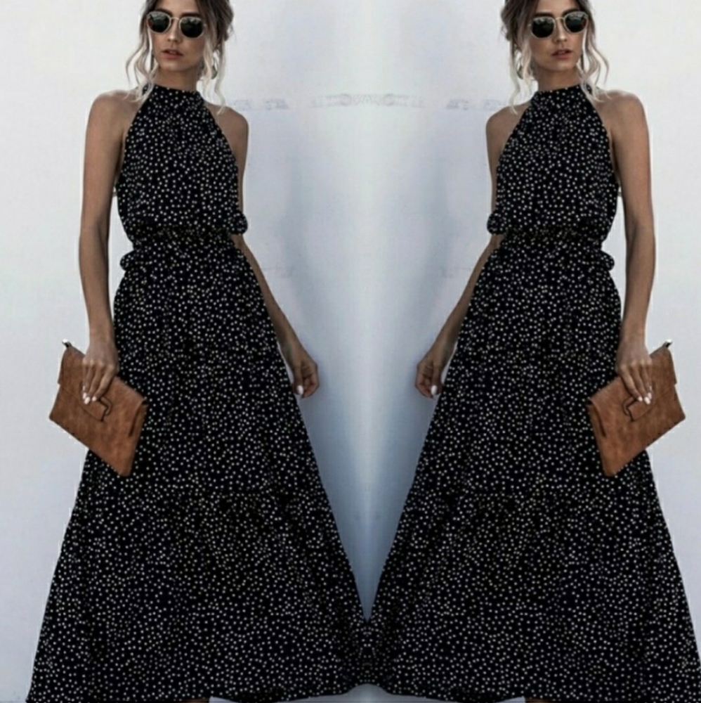 K & K HALTER MAXI DRESS